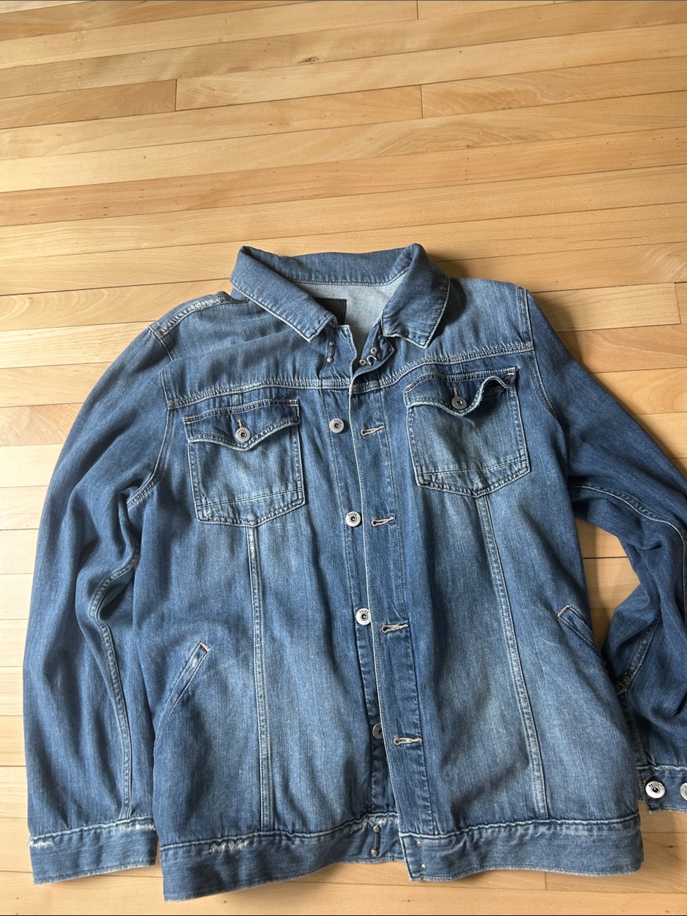 PAIGE Men's Washed Blue Denim Jacket